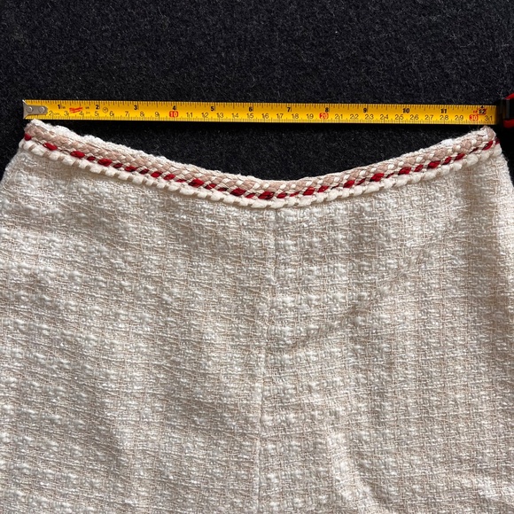 Mango // High Waist // Cream Shorts with Red Trim - Picture 6 of 8